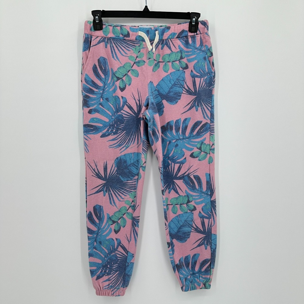 Sea La la Sweatpants Joggers Womens‎ M Pink Blue Palm Tree Tropical Hawaiian